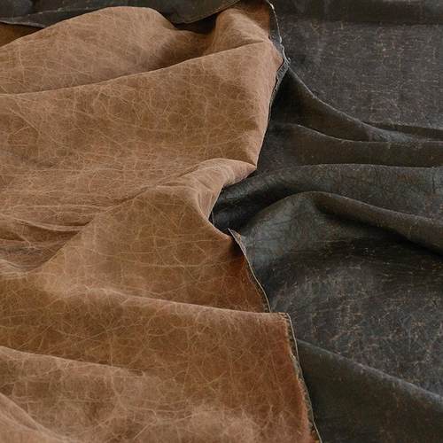 咖色龟裂纹姆米.米宽纯桑蚕丝顺德老布料莨纱零布特价