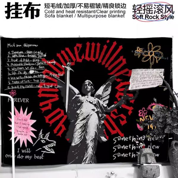 文化背景布装饰挂毯亚暗黑酷个性哥特挂布荷囊摇滚色2k男女文字y