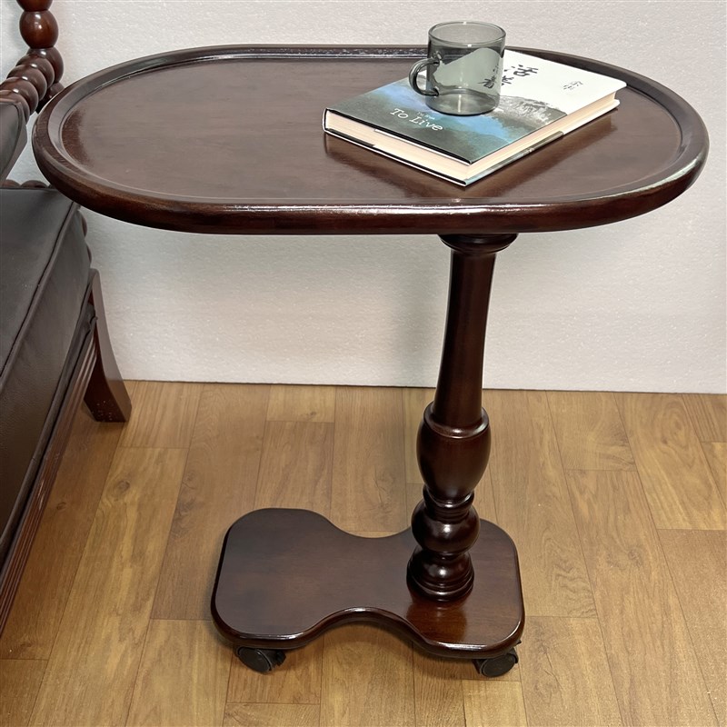 美式全实木沙发边几客厅家用可移动茶几边桌角几置V物圆桌内凹C形