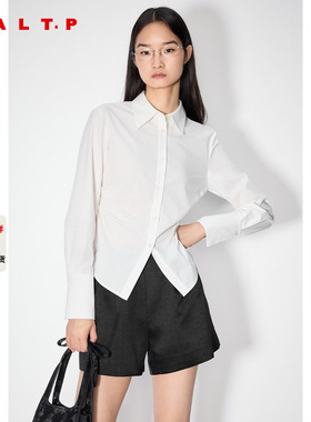 SALT.P可颜2025秋季新款醋酸混纺白色收腰长袖衬衫女AC35330020
