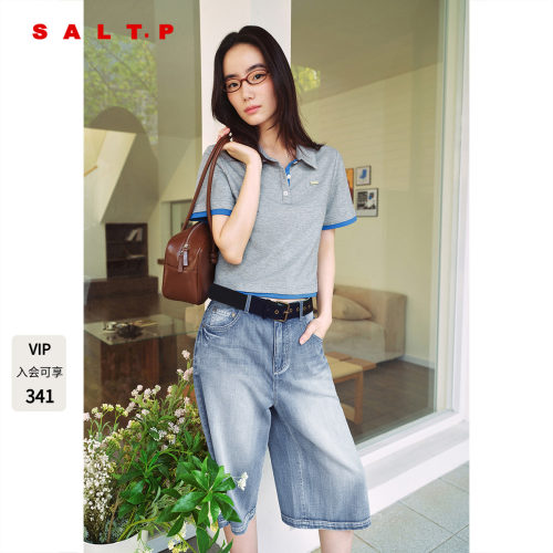 SALT.P可颜撞色短袖polo衫上衣女短款夏季珠地棉AC35260070