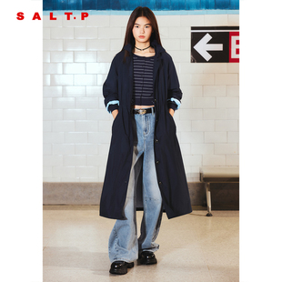 SALT.P可颜深蓝休闲风衣外套女宽松DIY领口2026春新款AC36107010