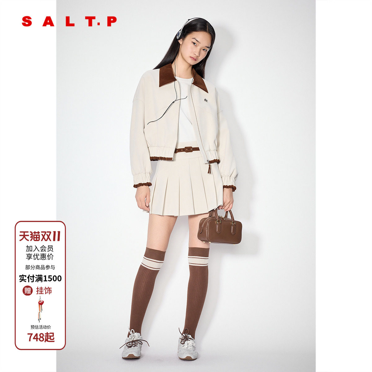 SALT.P可颜巴恩风外套女短款翻领夹克/短裙2025秋新款AC35310200