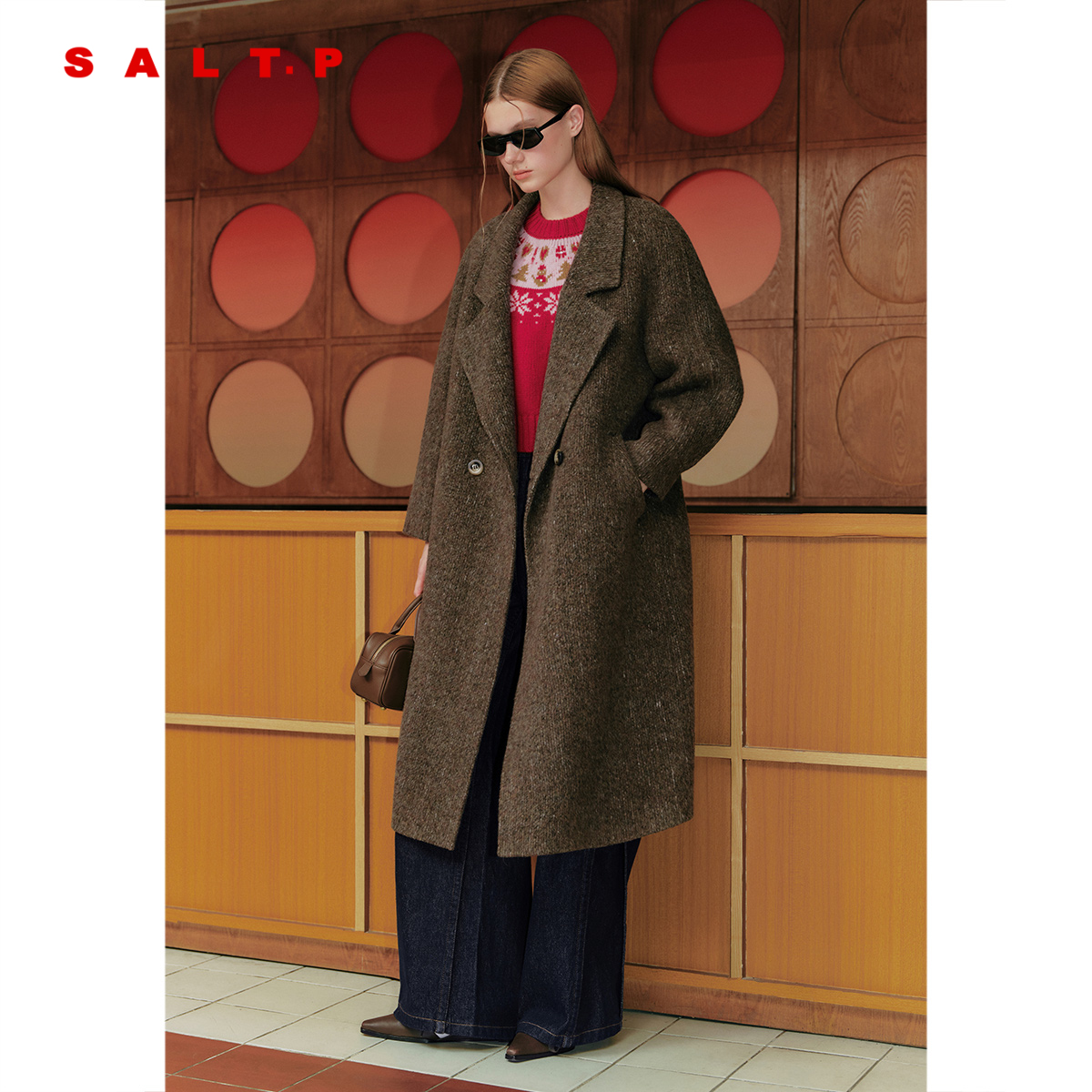 SALT.P可颜复古羊驼毛羊毛西装领大衣外套女2025冬新款AC35580160