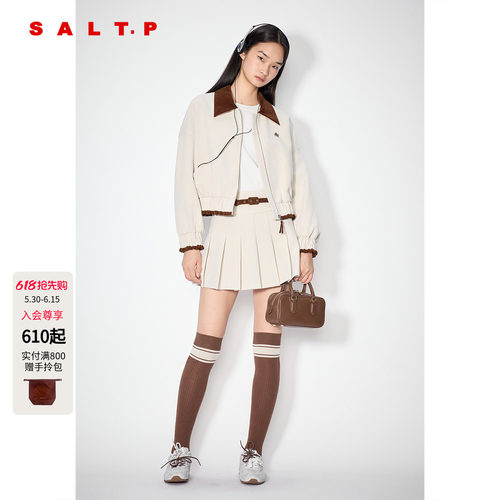 SALT.P可颜【蔡文静同款】翻领短外套女/百褶裙短款AC35310200