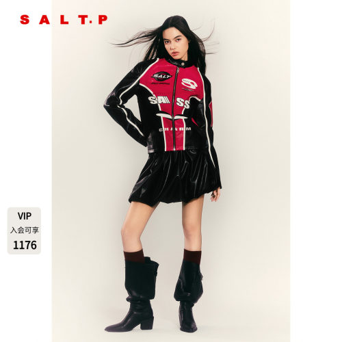 SALT.P可颜 赛车系列 撞色环保PU皮衣外套女2025冬新款AC35509050