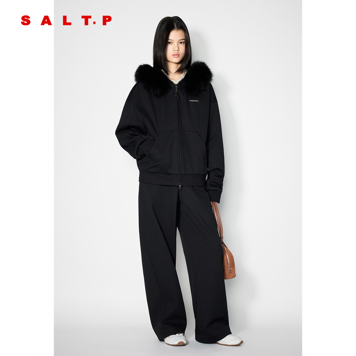 SALT.P可颜大毛领连帽加绒厚卫衣外套宽松2025冬新品AC35510420