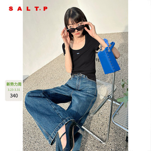 版 T恤女修身 AC35260150 黑色圆领短袖 SALT.P可颜夏季