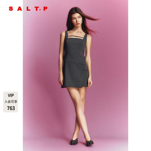 SALT.P可颜灰色方领无袖连衣裙短款辣妹风2026夏新款AC36205230