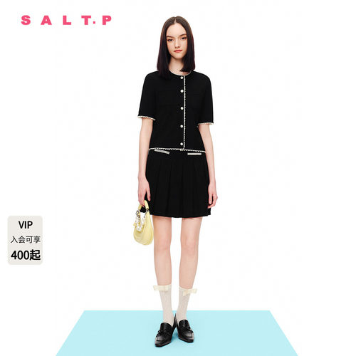 salt.P圆领珍珠扣小香风开衫