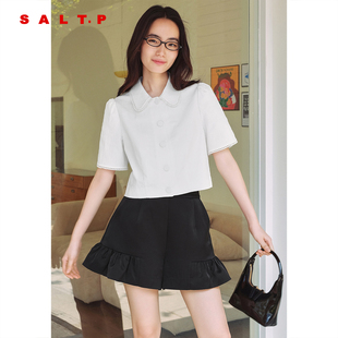 女小上衣 SALT.P可颜2025夏季 新款 千金风花边娃娃领短袖 衬衫
