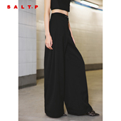 SALT.P可颜黑色高腰阔腿裤 AC36120060 2026春新款 女长款 宽松弯刀裤