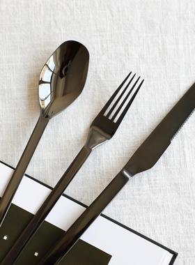 304不锈钢刀叉勺牛扒西餐餐具酒店牛排刀勺子叉子套装黑色