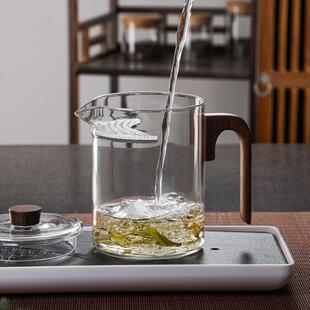 耐热木把月牙杯玻璃家用茶水分离过滤泡花绿茶煮茶带盖加厚煮茶壶