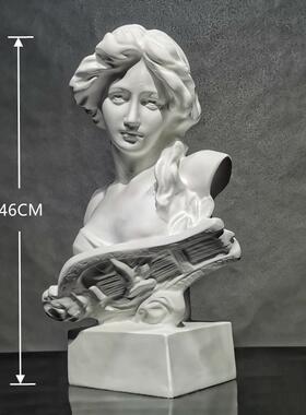 琴女树脂雕像样板间简约酒柜石膏头像软装饰艺术品办公室摆件大号