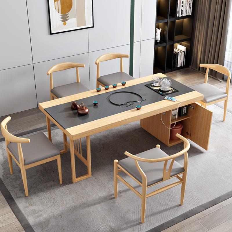 新中式功夫茶桌烧水壶一体客厅家用乌金石泡茶桌办公室茶台套装