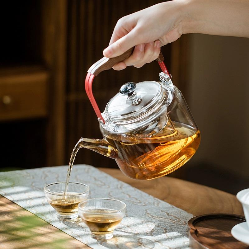 茶与器璃享玻璃壶煮茶壶耐高温电陶炉提梁蒸煮两用壶1000ml小号