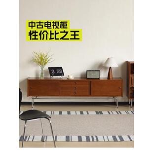 实木覆古风格小公寓客厅中世纪家具简约收纳电视柜