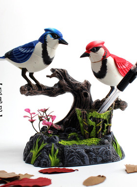 假鸟创意客厅会动桌面摆件动物家居解压装饰品工艺儿童房女孩礼物