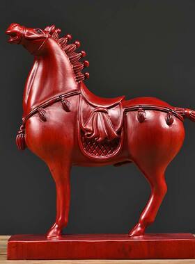 雕刻马摆件十二生肖黄花梨实木木雕马到成功家居办公红木工艺礼品