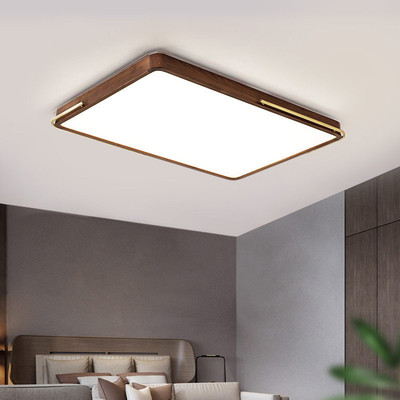 新中式吸全铜实木套餐简约黑胡桃顶灯餐厅卧室灯长方形客厅灯9345