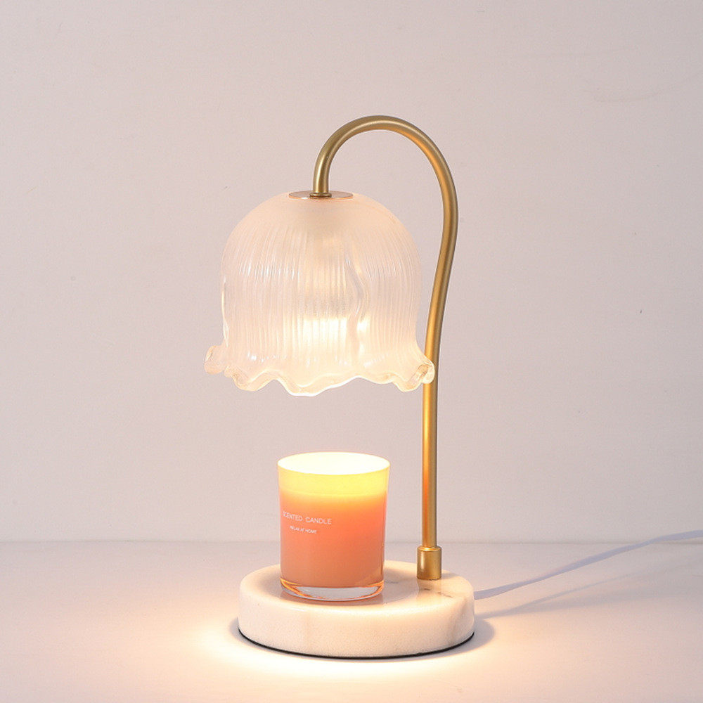 床头无火香薰灯 蜡烛灯 融蜡灯 定时融烛台燈大理石融燭灯 玻璃灯