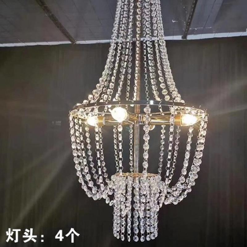 婚礼堂水晶珠帘铁艺时尚道具吊灯酒店舞台宴会厅布置装饰铁艺道具