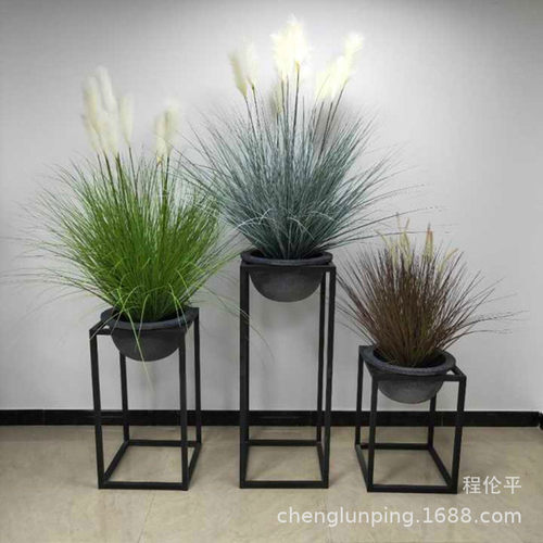 新款上架客厅摆件花盆仿真花花艺套餐高雅大气酒店大堂前台铁架品