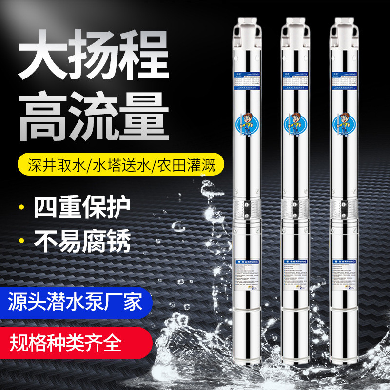 G100-5T不锈钢抽水深井泵家用高扬程潜水泵农用灌溉大流量抽水泵