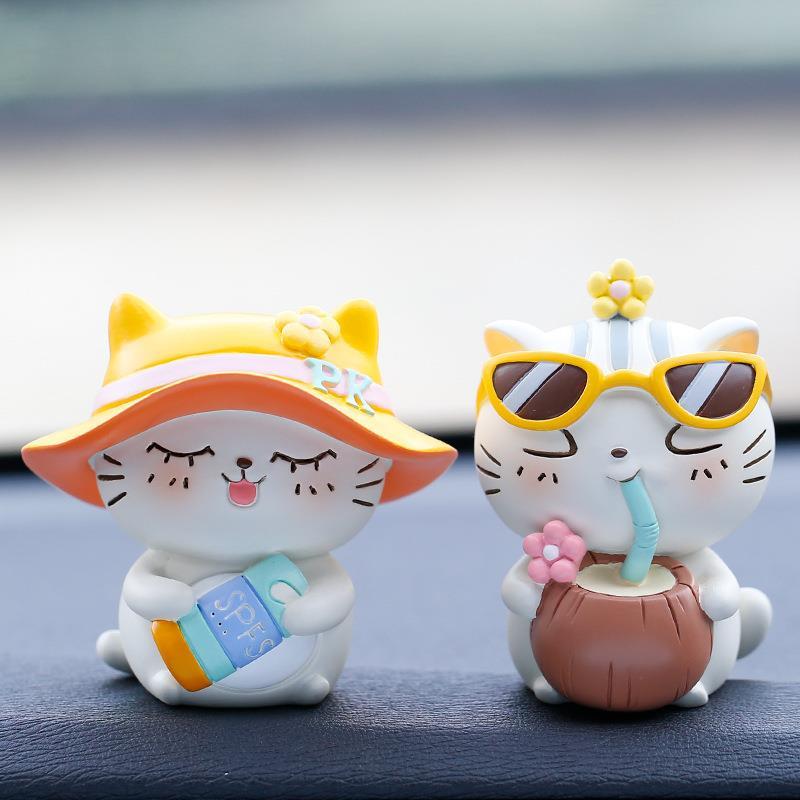 汽车小猫摆件创意个性男女车内饰品装饰品家用车载可爱公仔招财猫