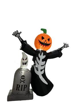 爆款万圣充气气模8ft南瓜头骷髅鬼气模充气气模墓碑