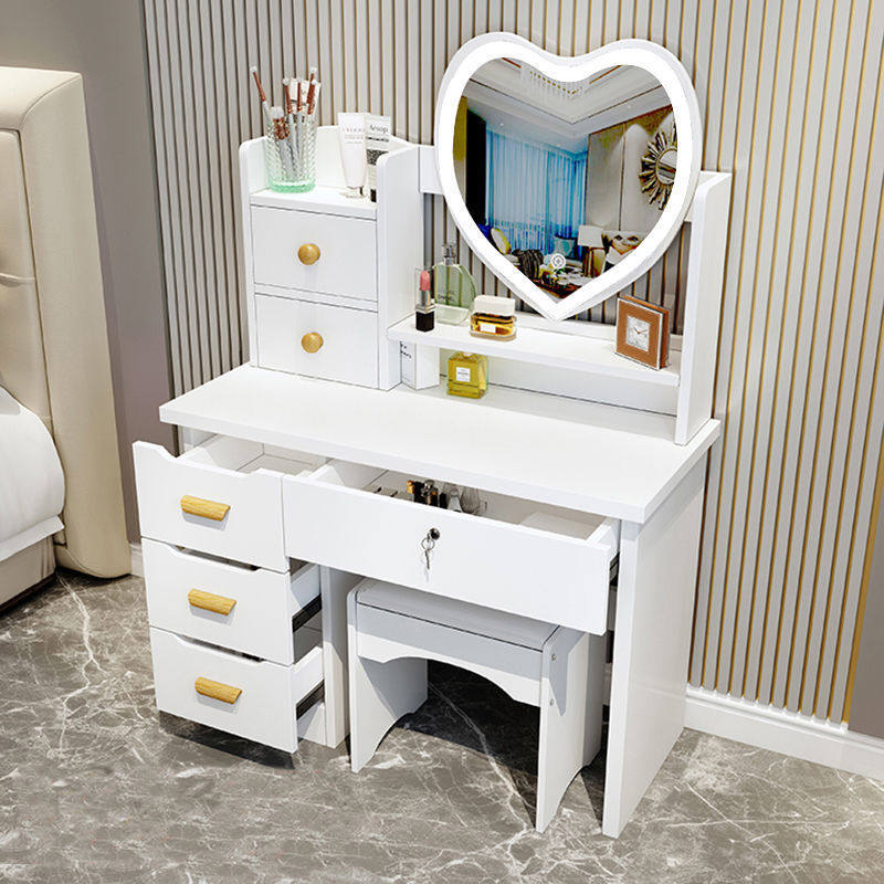 化妆桌子镜子新款卧室简约梳妆台化妆柜台少女小型网红化妆台包邮
