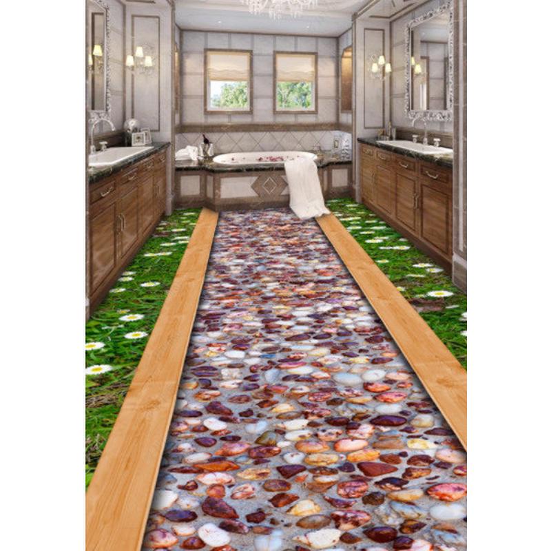 地贴3d厂家浴室过道走廊3d地贴防滑地板贴石子路3d打印批发热销