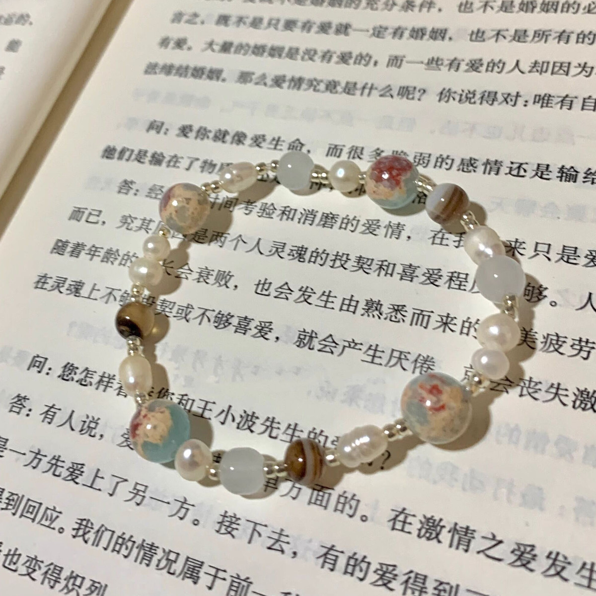 寿山石珍珠串珠手链女生2025年新款潮高级感轻奢小众精致闺蜜手