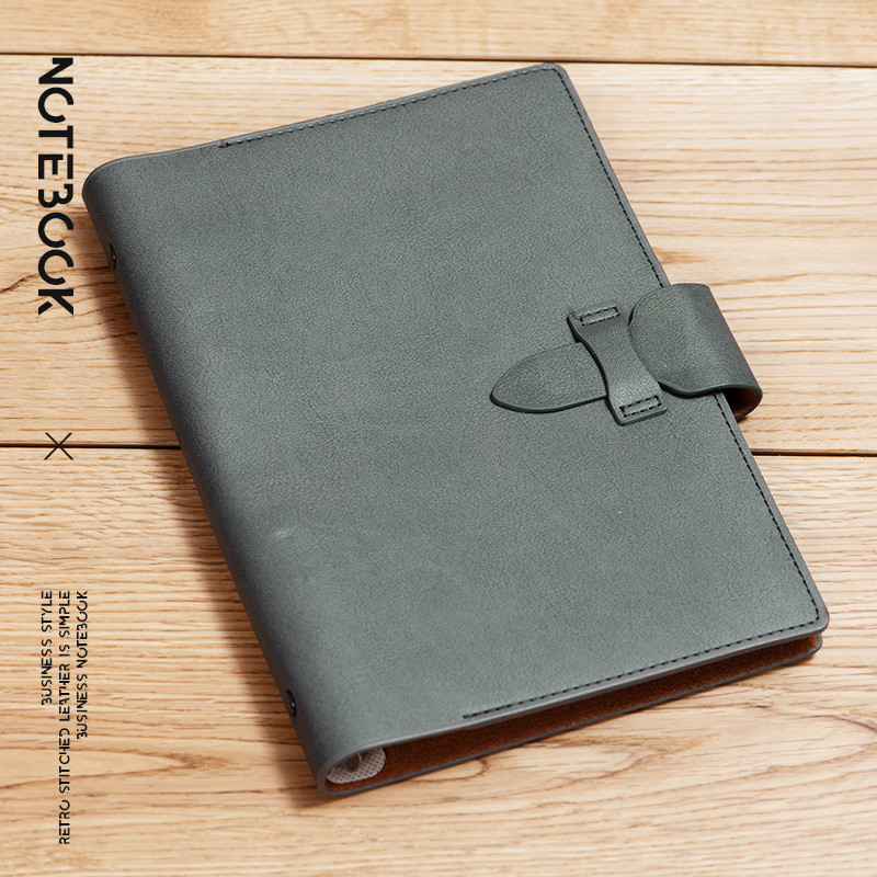 新款复古二层牛皮搭扣活页笔记本商务可拆卸活页夹本子办公记事本