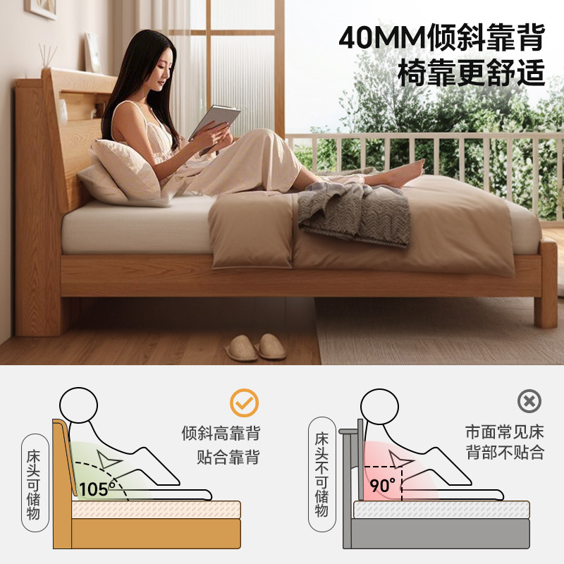 家用1米5实木床榫卯结构双人床180x200床垫2025新款主卧床架框架