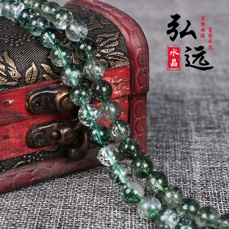 绿幽灵水晶散珠DIY饰品配件爆花水晶圆珠串珠手链半成品配饰