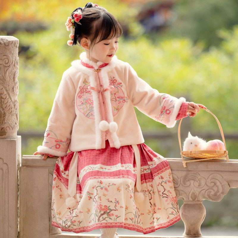 冬装中国风宝宝粉色明制加厚套装女孩过年古装拜年服,童装/婴儿装/亲子装,唐装,淘宝优惠券,粉丝福利购,淘宝优惠卷