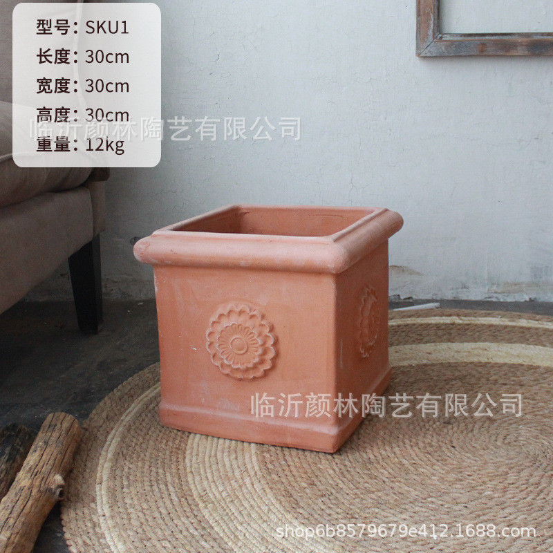 长条盆长盆方形红陶盆种菜盆美式花箱小号橄榄外贸花槽陶盆罗马风