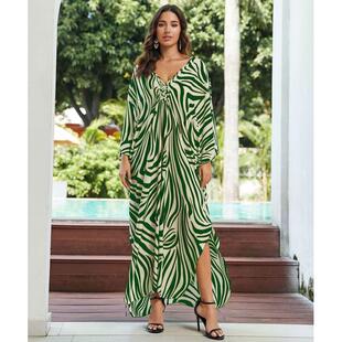 23色 沙滩手工编织人棉印花罩衫 度假宽松长袍8760