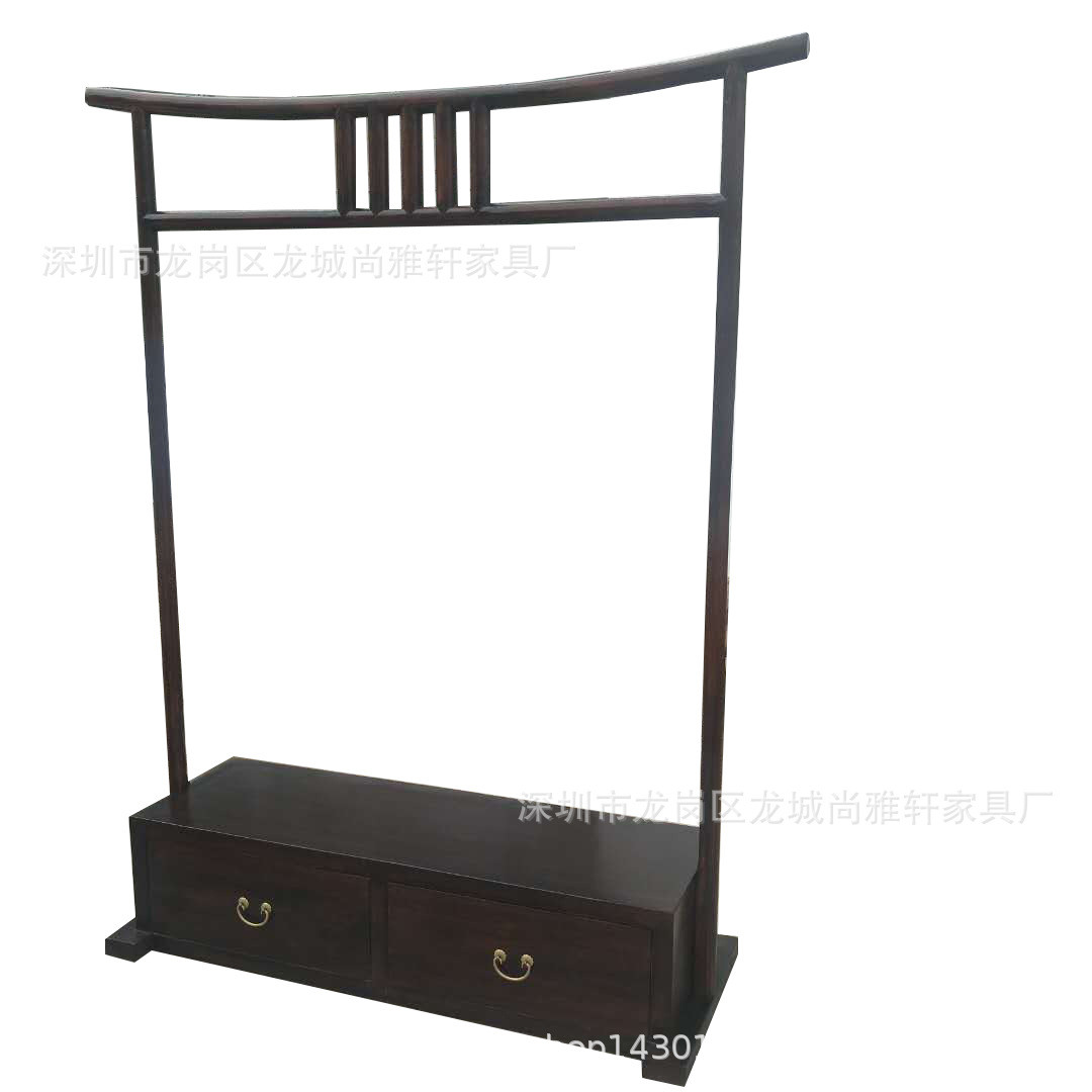 老榆木衣帽架新中式家具木质挂衣架落地储藏式服装店架子