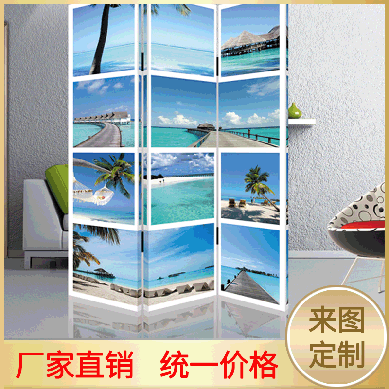 现代欧式风格帆布折叠屏风批发客厅玄关书房防水布艺隔断酒店
