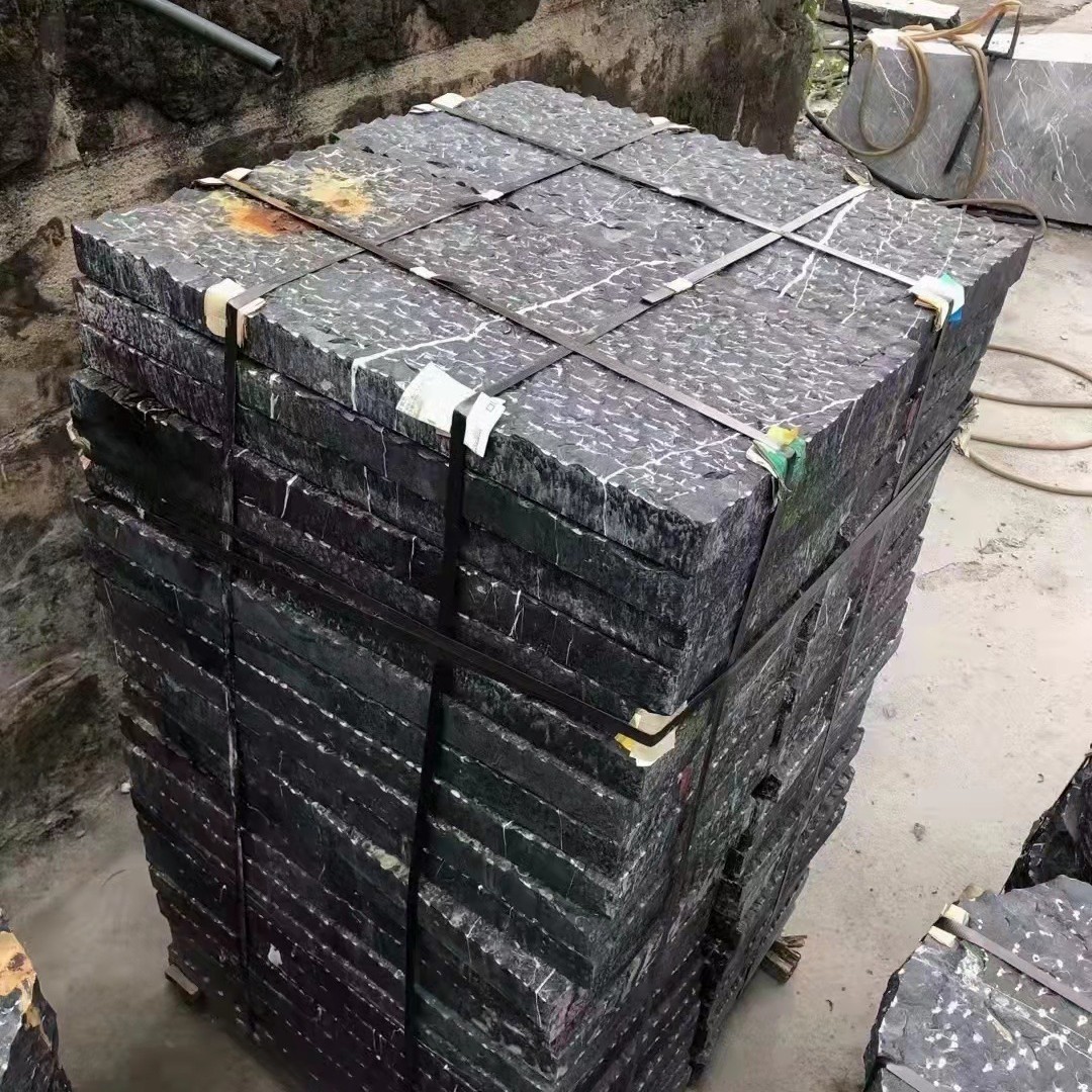 黑山石定制汀步石庭院草坪踏步石铺路石板垫脚石流水钵异形加工