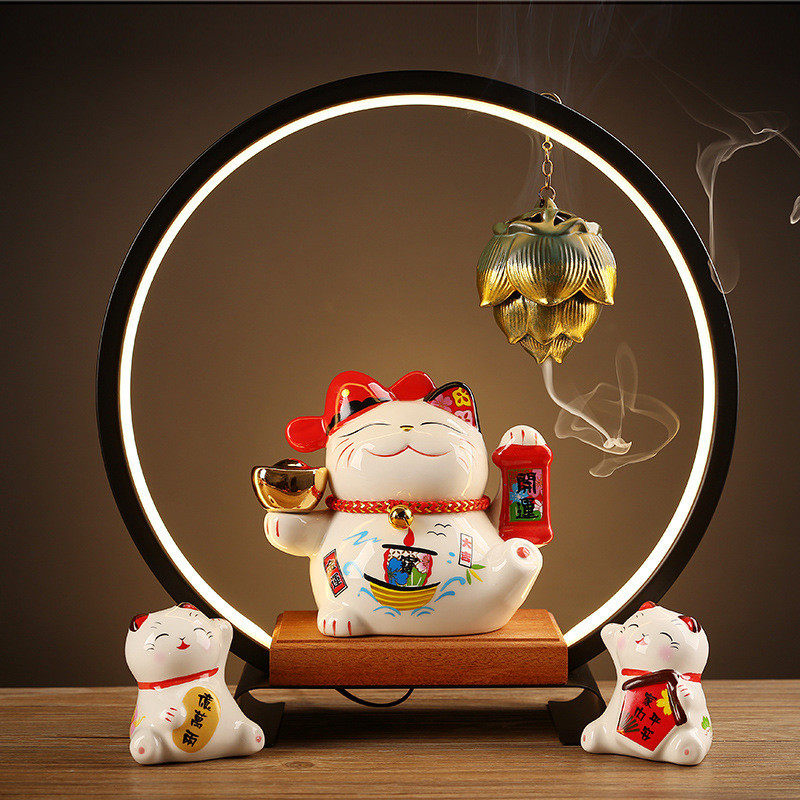 摇手招财猫摆件创意开业乔迁家居品店铺收银台送礼客厅自动招手