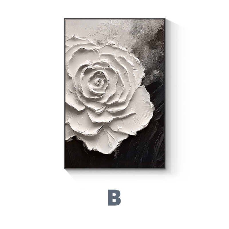 蝴蝶现代简约客厅装饰画极简黑白沙发背景墙挂画立体肌理玄关壁画