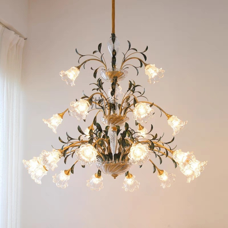 e8o法式LOFT复式楼梯灯别野大吊灯酒店工程工装吊灯美式田园灯民