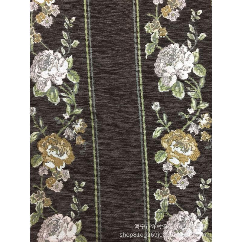 田园色织提花布 雪尼尔风竖条 抱枕沙发工程布