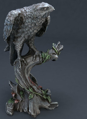 新款仿真桌面摆件摆件渡鸦在树上树脂工艺品乌鸦花园鸟雕像