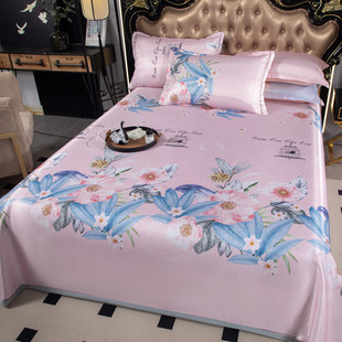 逍恩印花冰丝席三件套夏床单款凉席可机洗用空调席子1.5/1.8m床