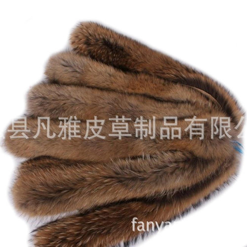 厂家来样白色批发貉子毛条条子貉子毛大帽领加工各尺寸大货大